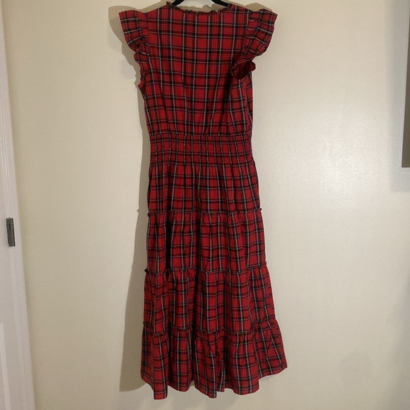 Sail to Sable - Noelle Flutter Sleeve Tiered Midi Dress - Red Tartan - Small - Picture 8 of 10